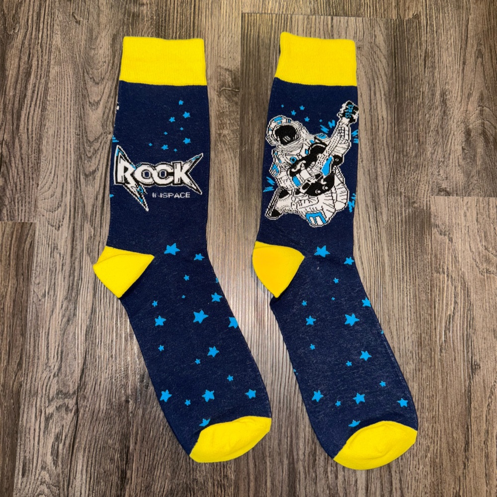 Star Men's Blue and Yellow Socks